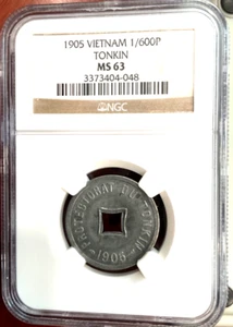 1905 Vietnam Tonkin 1/600 Piastre, NGC MS 63, 048 - Picture 1 of 2