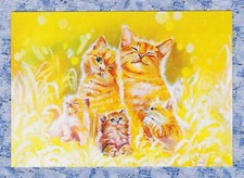 Loginova Annet Modern Happy Family of Cats Postcard