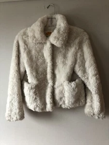 C&C California Ivory Faux Fur Jacket Girls Child Size 8 Soft Furry Lined - Picture 1 of 5