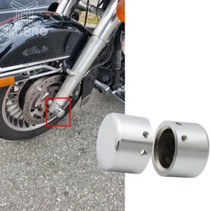 2 PCS Front Chrome Axle Cap Nut Cover Fit for Harley Electra Street Road Glides - Picture 1 of 11