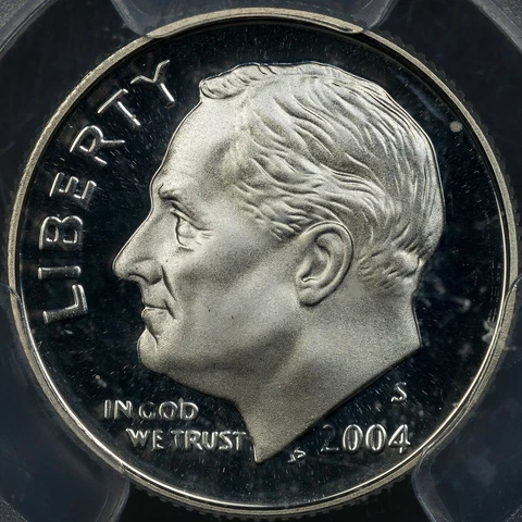 2004-S ROOSEVELT DIME PCGS PR70 DCAM PROOF SILVER FINEST KNOWN WORLDWIDE ( Cover