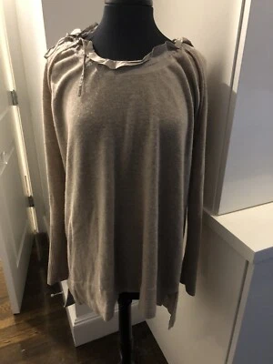 Suéter Pullover Oonagh by Nanette Lepore Mujer Beige Con Capucha Lana Cachemira Grande Foto 1 de 4