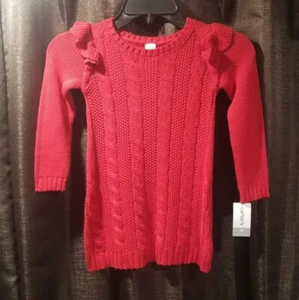 Vestido suéter de invierno para niña pequeña de Carter con hombros volantes, rojo, talla 3T - Imagen 1 de 6