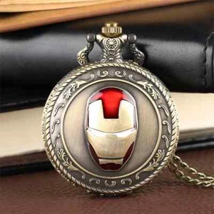 Retro Bronze Iron Man Design Quarz Taschenuhr Full Hunter - Bild 1 von 3