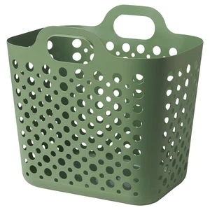 Flexible Plastic Laundry Basket 24 L Washing Clothes Storage Tub Green w/Handle - Picture 1 of 6