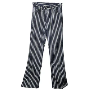Vintage 70s Boot Cut Flare Bottom Jeans Blue White Stripe Denim High Rise 28X31 - Bild 1 von 6