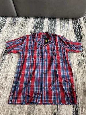 Polo Ralph Lauren Camisa de Pijama Tejido a Cuadros Azul y Rojo Top Para Hombre Talla Mediana Foto 1 de 3