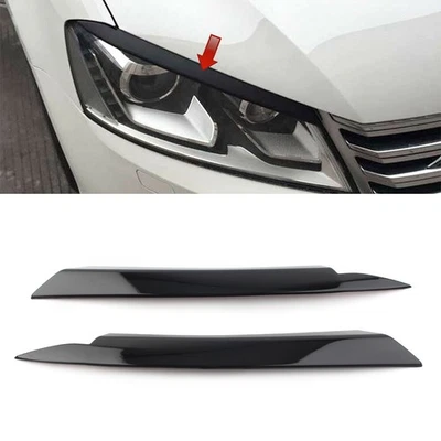 Glossy Black Head Light Lamp Cover Eyelid Trim Sticker For VW Passat B7 2010-14 Foto 1 de 4