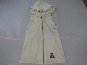 New University of Arizona Wildcats Womens Size M FullZip Ivory Hooded Vest Shirt - Picture 1 of 6