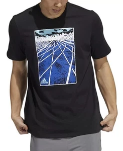 adidas Men's Sketch Track T-Shirt in Black HK6741-Small - Picture 1 of 7