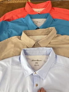 4 Eddie Bauer Performance Fishing Shirt Mens 2X Short Sleeve Button Up Vented - Picture 1 of 9