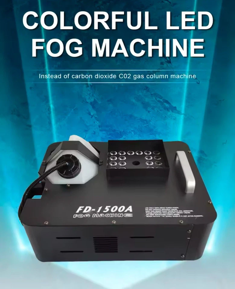 Macchina del Fumo LED RGB 1500W a getto Verticale con telecomando Effetto Scena - Immagine 1 di 4