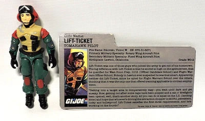 VTG 1986 G.I. Joe Lift-Ticket V1 Hasbro Action Figure w/ File Card Near Complete - Image 1 of 4