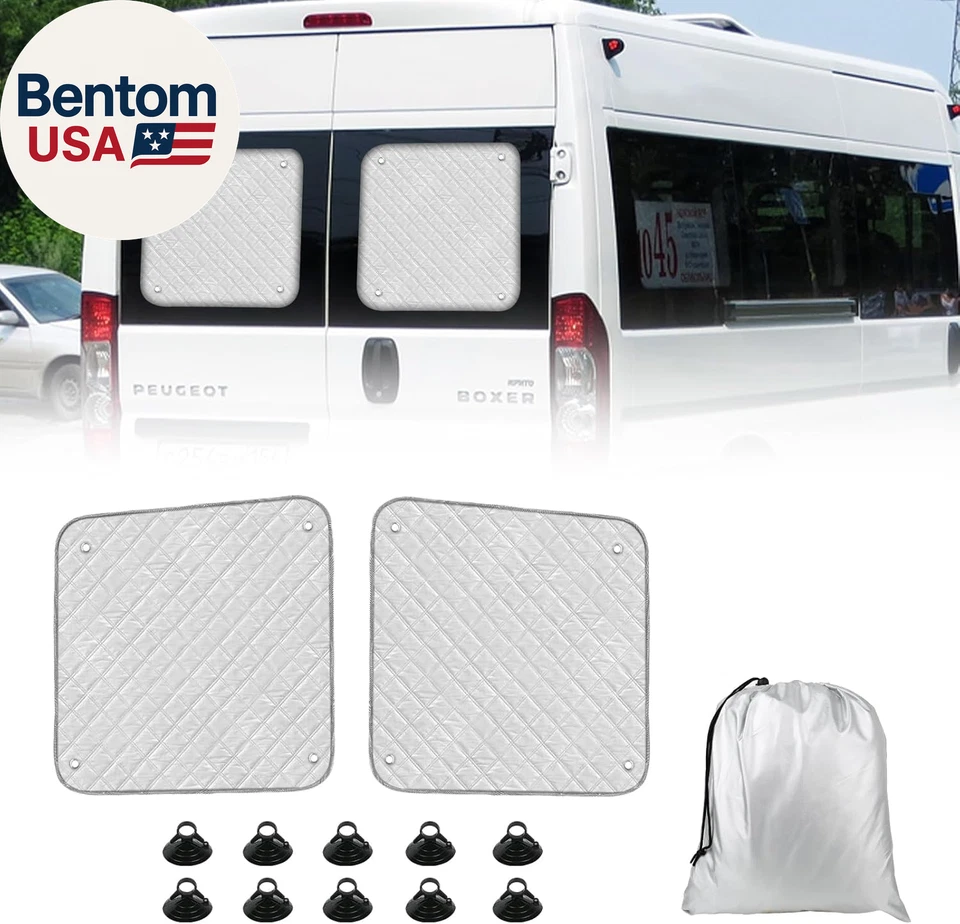 Parasol ventana puerta trasera compatible con Ram Promaster 2014-2025, relleno de aluminio Foto 1 de 4