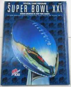 Programa Super Bowl XXI 21 sin UPC 1987 Broncos v Giants Phil Simms Jugador Más Valioso 83200 - Imagen 1 de 1