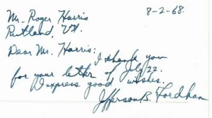 RARE! “9th Dean UPENN Law" Jefferson B Fordham Hand Signed 4X6 Card - Picture 1 of 1