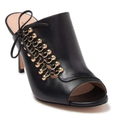 NUEVO EN CAJA Kurt Geiger Baxter Cuero Negro Punta Abierta Lateral Tacón con Cordones Zapatos de salón Talla 39 Difícil de encontrar Foto 1 de 4