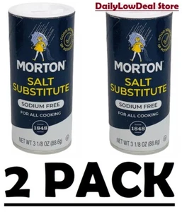 2 PACK - Morton Sodium Free Salt Substitute 3 1/8 oz EACH - FAST SHIP!! - Picture 1 of 2