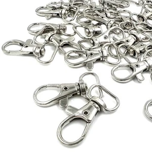 40Pcs 360° Metal Swivel Hooks Lobster Clasps with 1/2 Inch D Rings Silver - Picture 1 of 4