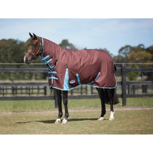 WeatherBeeta ComFiTec Classic Combo Turnout Rug Medium 220g, Chocolate/Blue - Picture 1 of 2