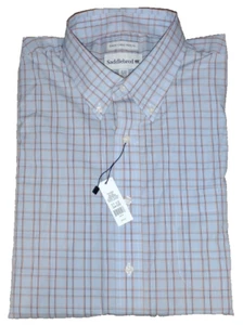 Saddlebred Men's Long Sleeve Blue Orange Glen Plaid Button Up Shirt Size 17 1/2 - Picture 1 of 5