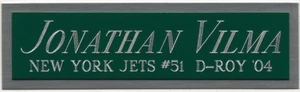JONATHAN VILMA JETS NAMEPLATE FO AUTOGRAPHED Signed HELMET-FOOTBALL-JERSEY-PHOTO - Picture 1 of 5
