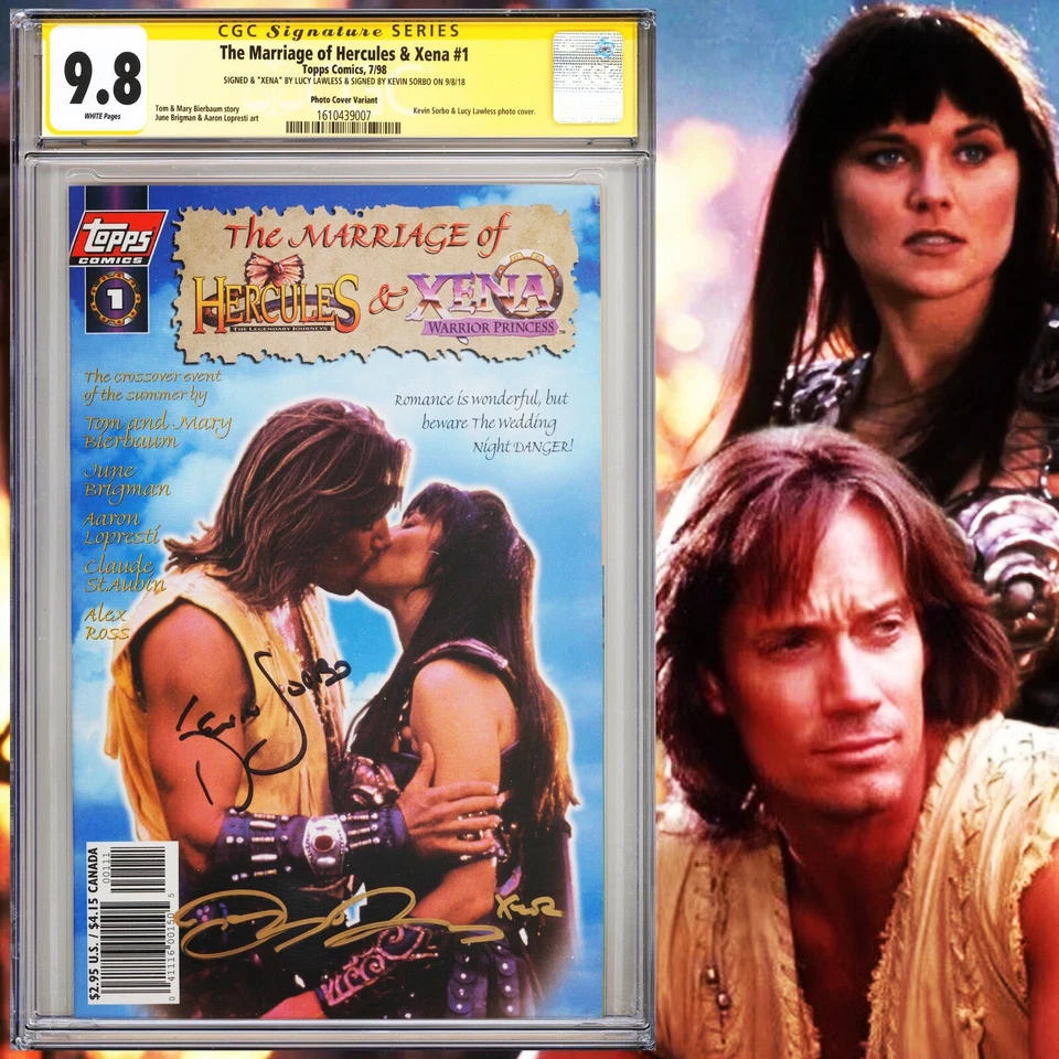 CGC 9.8 SS Marriage of Hercules & Xena #1 Photo Variant signed Lawless & Sorbo - Image 1 of 2