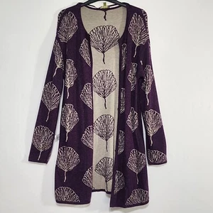 NWT Singrid Olsen Signature Sz M Sweater Jacket Open Reversible Long Purple - Picture 1 of 18