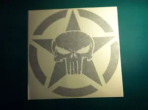 Skull Army Star decal large 20" Vinyl military hood graphic body sticker punish - Picture 1 of 2