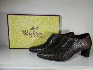 Brighton Shoes Turner Womens 9.5 Leather Weave Brazil Brown/Black - Picture 1 of 8