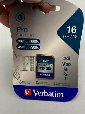 Verbatim 16GB Pro 600X SDHC Memory Card, UHS-1 U3 Class 10 98046 - Image 1 of 2