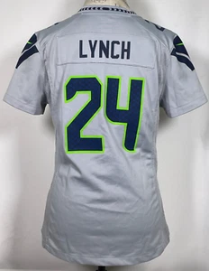 Marshawn Lynch #24 Seattle Seahawks NFL NIKE Grey Away Game Jersey Womens MEDIUM - Picture 1 of 17