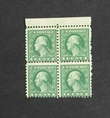 #538 block 4 1 cent Washington Mint never Hinged OG perf. shift up some crease - Image 1 of 2
