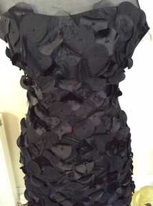 Karen Millen Black 3D Flowers BodycOn Silk Dress S Uk 6 Eu 24 £20 Off - Picture 1 of 11