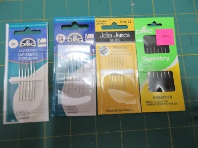 4 NOS New packages Tapestry Sewing Needles Sizes 120-24-26 DMC & John James - Image 1 of 4