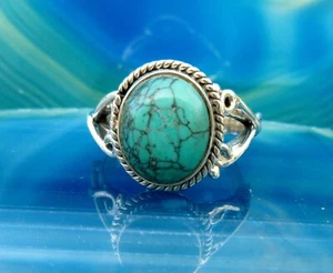 Anello Turchese Pietra Colore Il Amicizia Argento 925 TG 18,8 - Foto 1 di 14