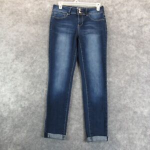 YMI Womens Juniors Jeans 7 Blue Denim Mid Rise Ankle Dark Wash Cuffed Stretch