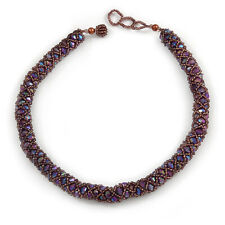 Avalaya Purple Acrylic and Glass Bead Choker Style Necklace - 42cm Long