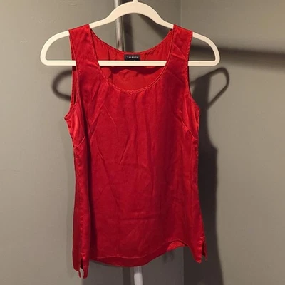 Blusa sin mangas Talbots 100 % seda, talla 4 para mujer, roja Foto 1 de 4