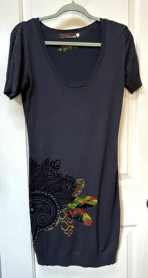 Vestido para mujer Desigual tejido floral brillante colorido talla grande gris bordado boho Foto 1 de 4