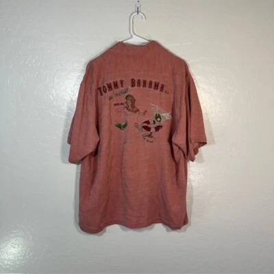 Camisa Hawaiana Tommy Bahama Para Hombres Mediana Bordada Dr Cóctel Espalda Gráfica Seda Foto 1 de 4