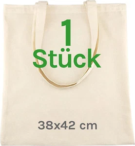 Stoffbeutel Unbedruckt - Stofftasche Zum Bemalen - Baumwolltasche 100% B35 x H42 - Bild 1 von 6