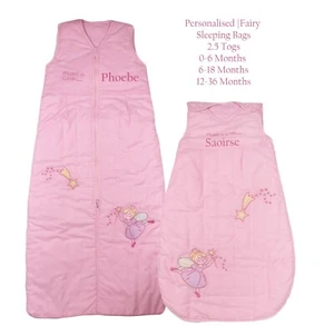 Baby Girls Personalised Sleeping Bag 2.5 Tog Pink Fairy Embroidered Name 3 Sizes - Picture 1 of 7