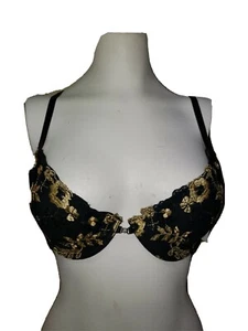CARRIE AMBER Black Embroidered Push-Up Bra Style 5008 size 36B - Picture 1 of 5