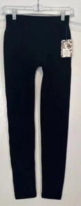 Pink Rose Black Leggings Womens Size Small Soft Fleece Flegging NEW WITH TAGS - Picture 1 of 6