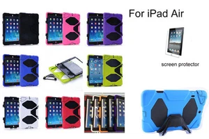 For iPad Air Heavy Duty Shock Proof case with kick stand/Screen Protector - Picture 1 of 46