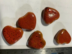 Red Raku Porcelain Ceramic Beads ***UPICK*** Sizes Shapes - Picture 1 of 56