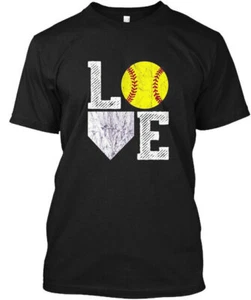 Girls Love Softball T-Shirt Made in the USA Size S to 5XL - Picture 1 of 1