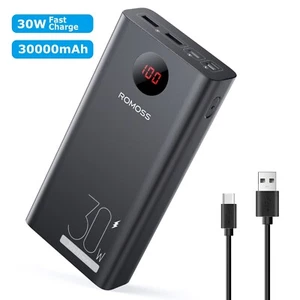 ROMOSS 30000mah Portable Power Bank with 30w Fast Charging Cellphone Powerbank - Picture 1 of 9