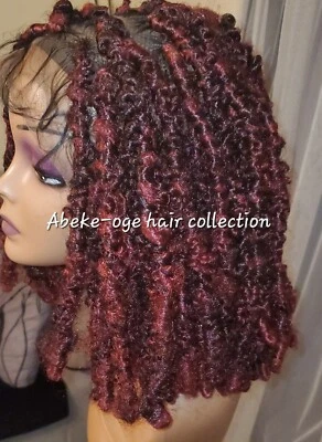 Peruca trançada, tranças de caixa, locs falsos, peruca frontal de renda completa, sintética, sem nós. - Imagem 1 de 4